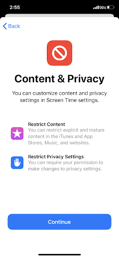 Establecer configuración de contenido y privacidad